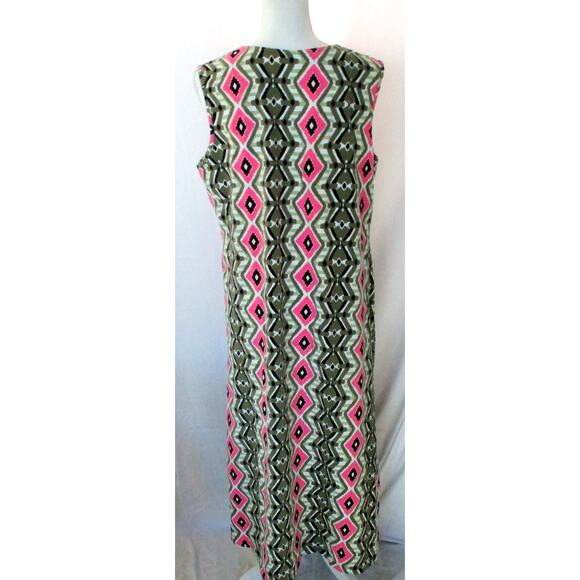 Denim & Co. Women's Petite Green & Pink Sleeveless Stretch Maxi Dress Size LP - Picture 5 of 9